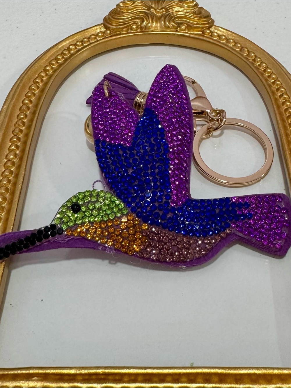 New Purple Multicolor Hummingbird Rhinestone Keychain